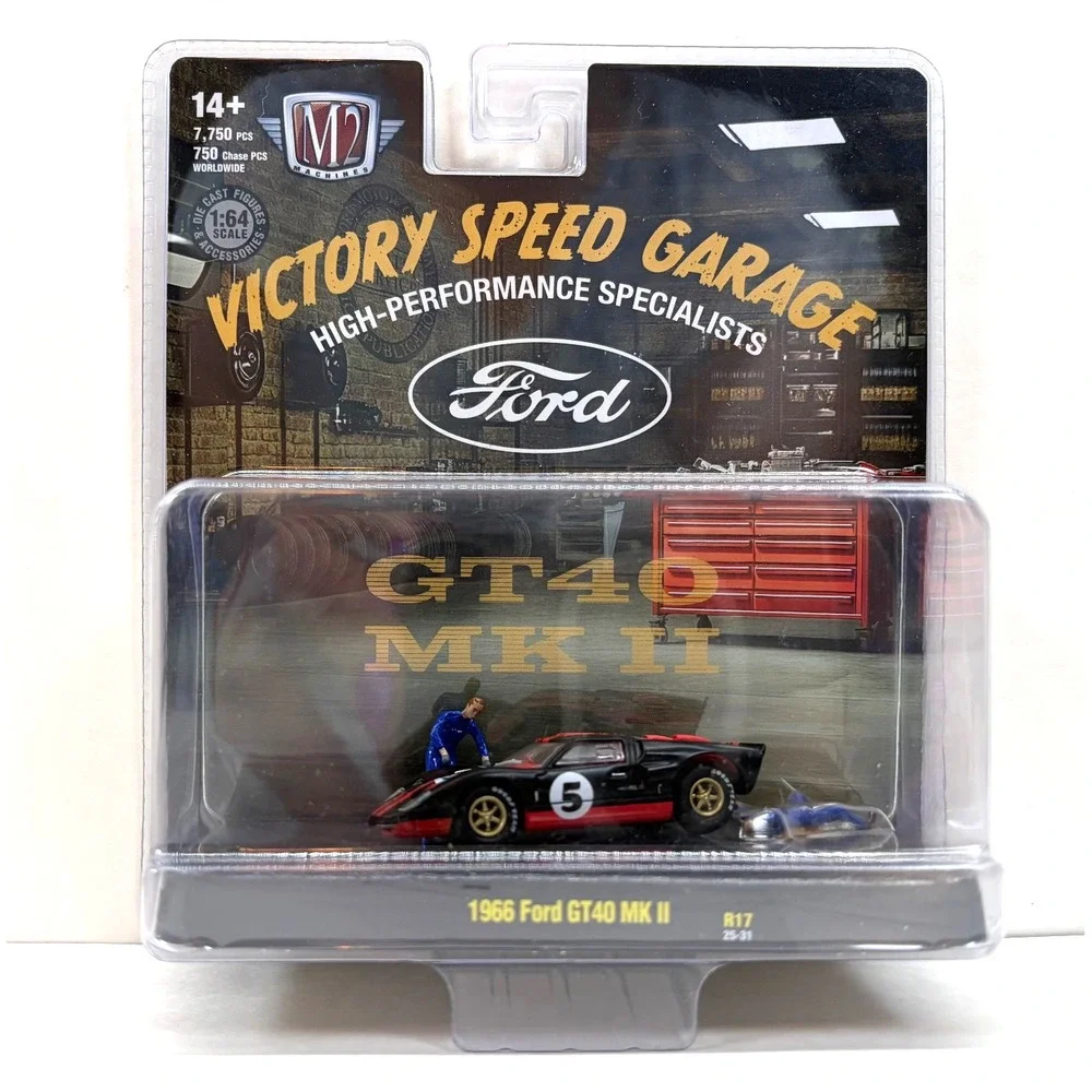 M2 Machines Diorama Victory Speed Garage 1966 FORD GT40 MKII Black CHASE New